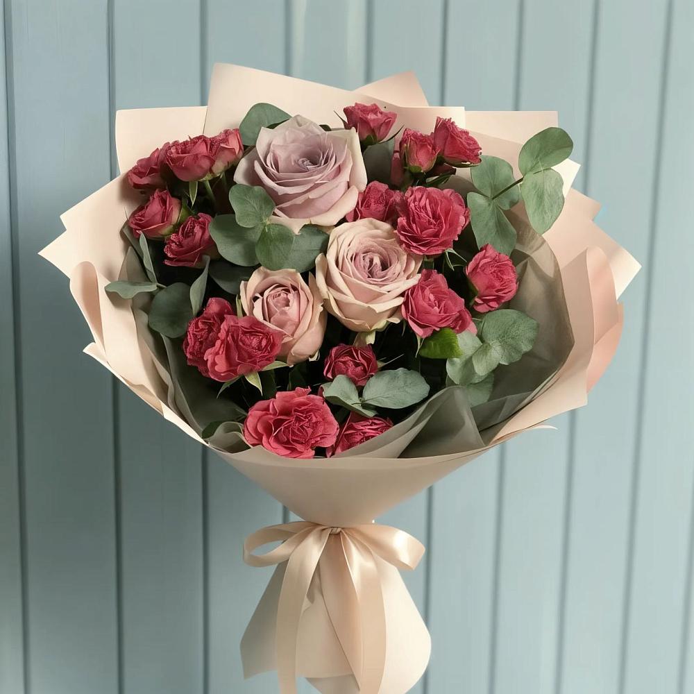 Букет цветов из: Гвоздики и Розы в Межозёрном