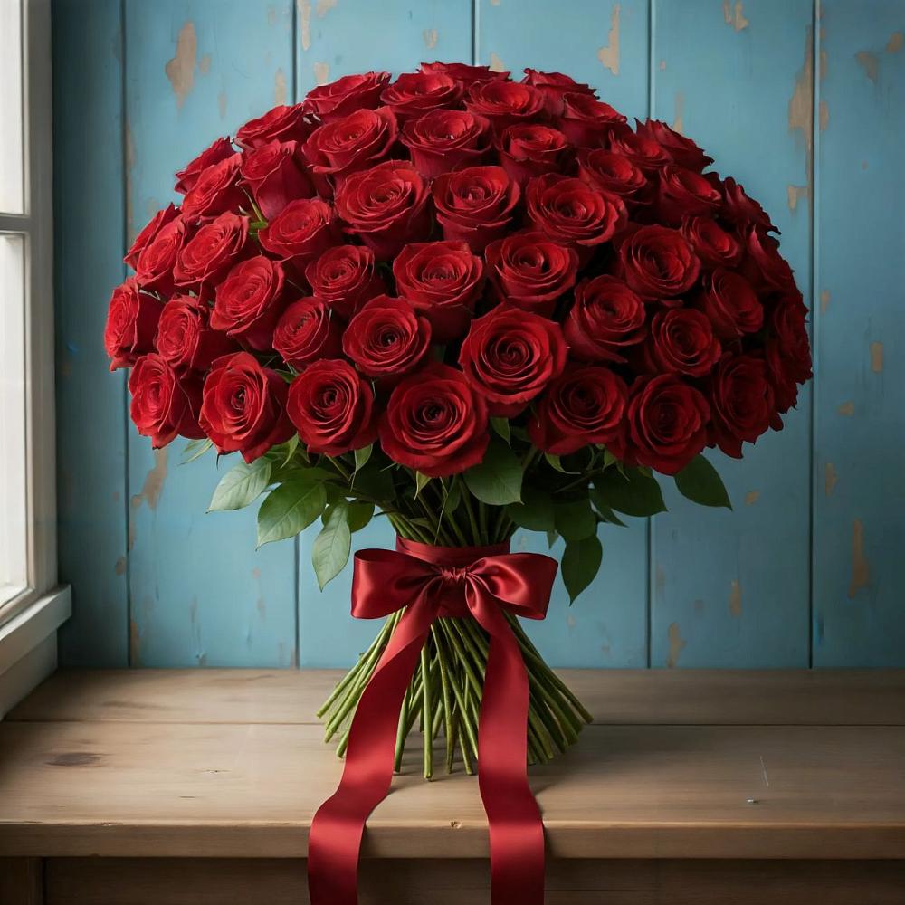 Букет Красные розы Блэк Меджик в Межозёрном