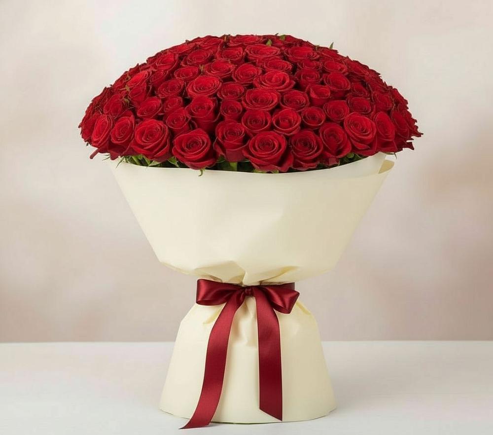 Букет 101 Красная роза Милано в Межозёрном