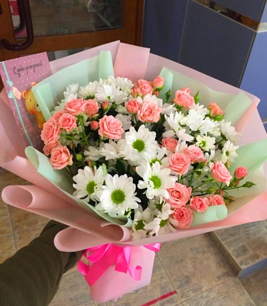 Букет цветов из: Розы и Хризантемы в Межозёрном