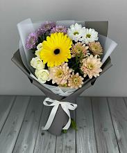Букет цветов из:  Розы, Герберы и Хризантемы #REPLACE_PRED# Межозёрном