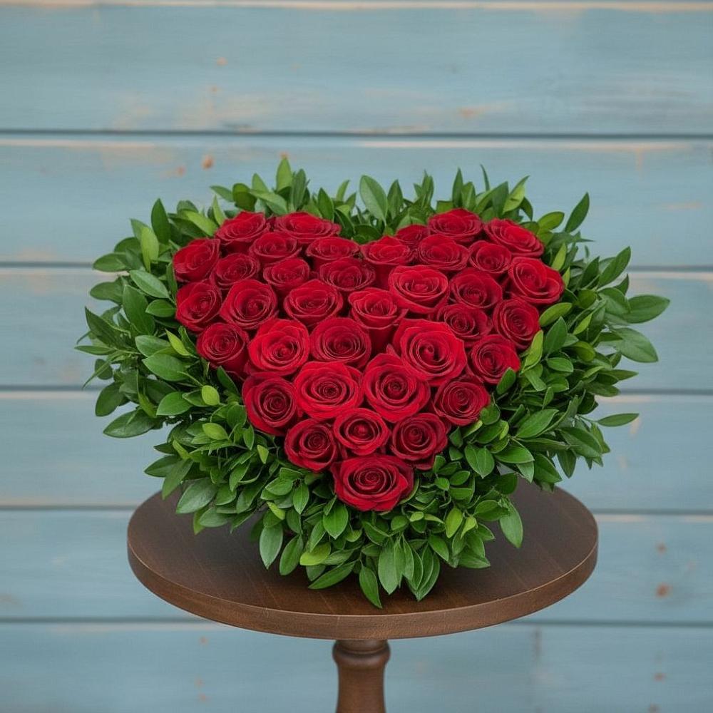 Цветочная композиция из Розы в виде сердца в Межозёрном