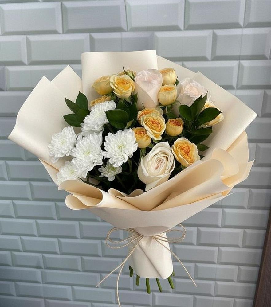 Букет цветов из: Розы и Хризантемы в Межозёрном