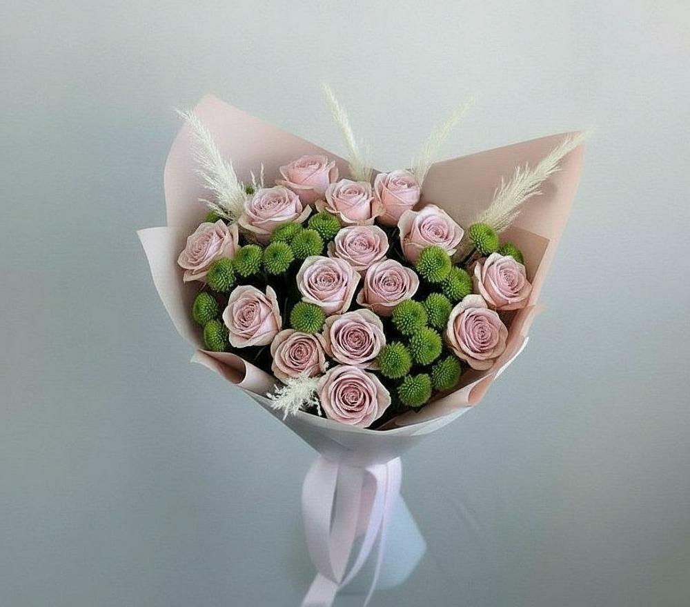 Букет цветов из: Розы и Хризантемы в Межозёрном