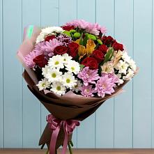 Букет цветов из:  Розы, Хризантемы и Альстромерии #REPLACE_PRED# Межозёрном