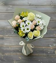 Букет цветов из:  Альстромерии, Розы и Хризантемы в Межозёрном