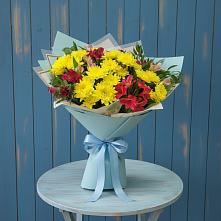 Букет цветов из:  Альстромерии и Хризантемы в Межозёрном
