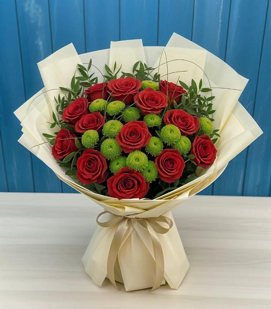 Букет цветов из: Розы и Хризантемы в Межозёрном